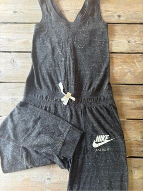 Nike Charcoal Heather Sleeveless  Romper with White Logo
